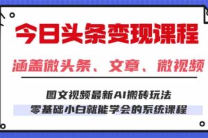 今日头条AI玩法 3.0，零门槛操作，小白每天 2 小时照做就能日入 300 + …