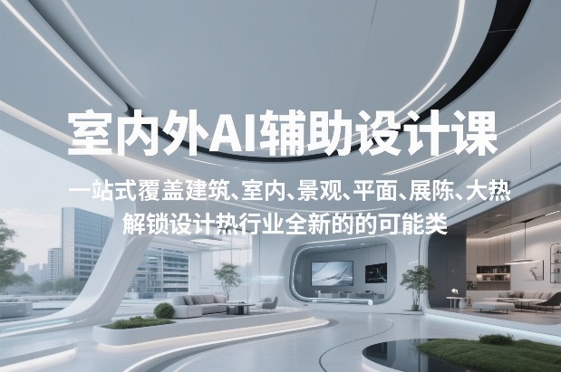 室内外AI设计课，一站式覆盖建筑、室内、景观、平面、展陈五大热门品类，解锁设计行业的全新可能