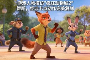 游戏人物模仿“疯狂动物城2”舞蹈，经典卡点动作完美复刻