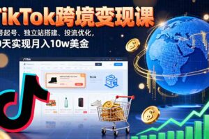 TikTok跨境变现课：账号起号、独立站搭建、投流优化，30天实现月入10w美金