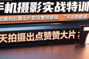 手机摄影实战特训，从拍摄到后期出片的完整技能链，7天拍出点赞大片