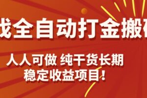 游戏全自动打金搬砖，日入千元，人人可做，纯干货，长期稳定收益项目！