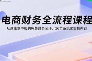 电商财务全流程课程：从建账到申报的完整财务闭环，26节系统化实操内容