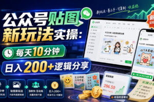 公众号贴图新玩法实操，每天10分钟，日入200+逻辑分享