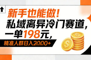 新手也能做！私域离异冷门赛道，一单198，精准人群日入1k+