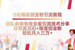B站精品创业粉引流教程，团队亲测有效全套引流技术分享，日引流300+精…