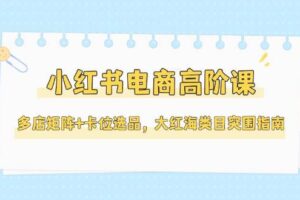 小红书电商高阶课，多店矩阵+卡位选品，大红海类目突围指南(更新5月)