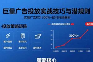 巨量广告投放实战技巧与潜规则：实现广告ROI 300%+的可持续暴利