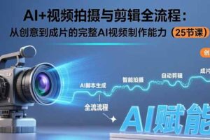 AI+视频拍摄与剪辑全流程：从创意到成片的完整AI视频制作能力(25节课