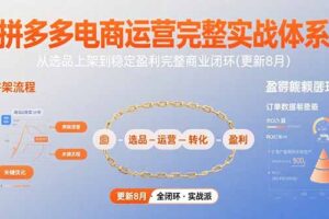 拼多多电商运营完整实战体系，从选品上架到稳定盈利完整商业闭环(更新8月