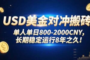 USD美金对冲搬砖!单人单日800-2000CNY，长期稳定运行8年之久!