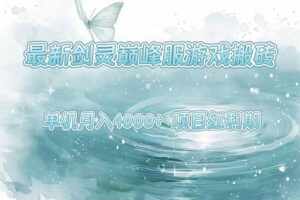 最新剑灵巅峰服游戏搬砖，项目红利期，单机稳定4000+操作简单好上手