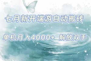 7月新开端游自动搬砖项目，单机稳定月入4000+纯自动项目，上车即吃肉。