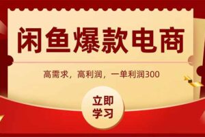 闲鱼高利润电商，入门到出单只需3小时，每天利润1000+