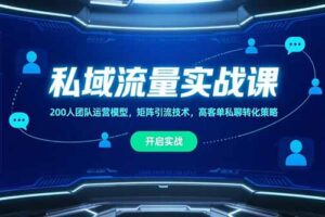 私域流量实战课，200人团队运营模型，矩阵引流技术，高客单私聊转化策略