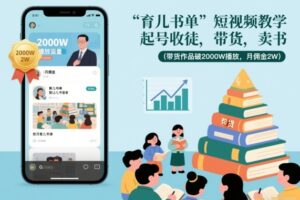 育儿书单短视频教学，起号收徒，带货，卖书(带货作品破2000W播放，月佣金2W)