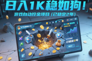 日入1K稳如狗！游戏自动挖金项目(已稳定2年)，永不失业的副业之选【揭秘】