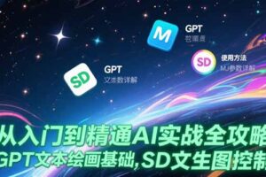 从入门到精通AI实战全攻略，GPT文本绘画基础，MJ参数详解，SD文生图控制