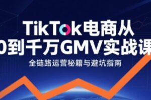 TikTok电商从0到千万GMV实战课，从0到1拆解实战秘籍(更新)