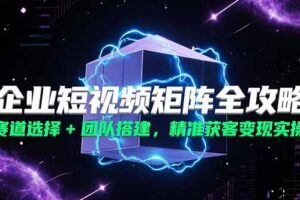 企业短视频矩阵全攻略，赛道选择+团队搭建，精准获客变现实操