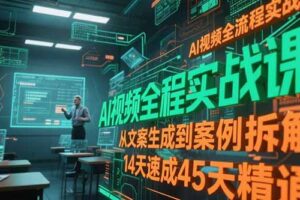 AI视频全流程实战课，从文案生成到案例拆解，14天速成45天精通