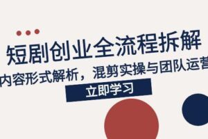 2025短剧创业全流程拆解，爆款内容形式解析，混剪实操与团队运营指南