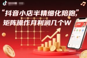 抖店半精细化铺货【1期+2期】，抖音小店半精细化陪跑，矩阵操作月利润几个W(更新12月)