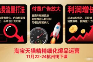 淘宝天猫精细化爆品运营11月22-24杭州线下课，免费流量打法+付费广告放大+利润增长(音频+文档)