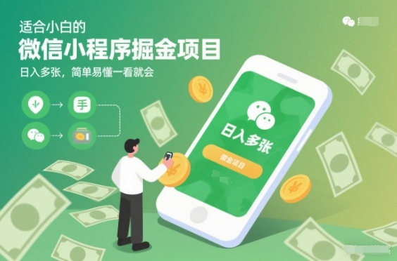 适合小白的微信小程序掘金项目，日入多张，简单易懂一看就会【揭秘】
