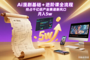 Ai漫剧基础+进阶课全流程，抢占千亿级产业赛道新风口，月入5w(更新中)