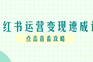 小红书运营变现速成课，账号搭建到暴力起号，个人IP全流程指南