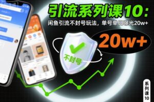 引流系列课10：闲鱼引流不封号玩法，单号单日曝光20w+