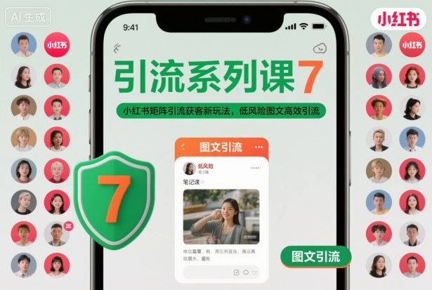 引流系列课7，小红书矩阵引流获客新玩法，低风险图文高效引流