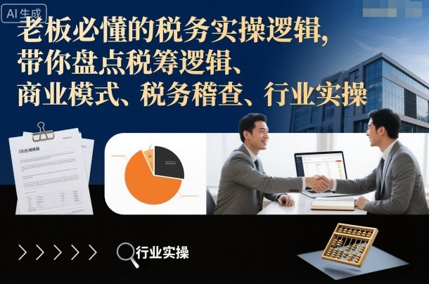 老板必懂的税务实操逻辑,带你盘点税筹逻辑、商业模式、税务稽查、行业实操