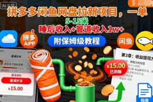 拼多多闲鱼网盘拉新项目，一单5-15米，睡后收入+管道收入1w+(附保姆级教程)