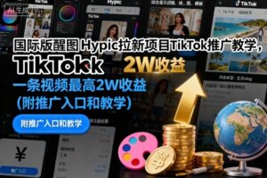 国际版醒图Hypic拉新项目TikTok推广教学，一条视频最高2W收益(附推广入口和教学)