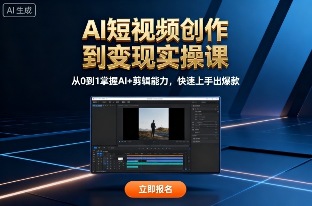 AI短视频创作到变现实操课,从0到1掌握AI+剪辑能力,快速上手出爆款(更新10月)