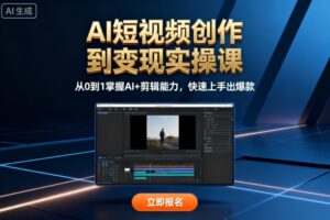 AI短视频创作到变现实操课，从0到1掌握AI+剪辑能力，快速上手出爆款(更新10月)