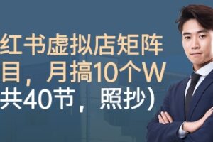 小红书虚拟店矩阵项目，照抄照做，月搞1W+(共40节)