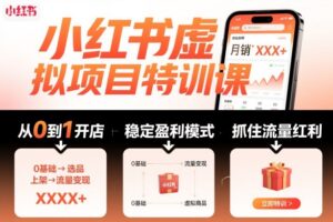 小红书虚拟项目特训课，帮你从0到1打造稳定盈利的店铺，抓住流量红利(更新9月)