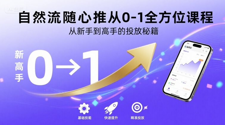 自然流随心推从0-1全方位课程，从新手到高手的投放秘籍