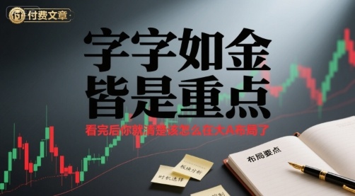 付费文章：字字如金 皆是重点， 看完后 你就清楚该怎么在大A布局了