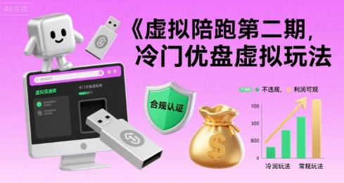 虚拟陪跑第二期,冷门优盘虚拟玩法,不违规,利润可观