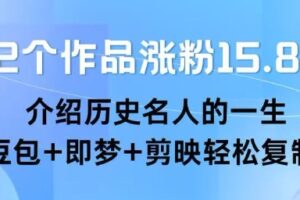 22个作品涨粉15.8W ，介绍历史名人的一生 ， 豆包+即梦+剪映轻松复制