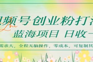 视频号创业粉打法，日入1k，蓝海项目，市场需求大，全程无脑操作，可复制