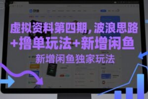 虚拟资料第四期，波浪思路+撸单玩法，新增闲鱼独家玩法