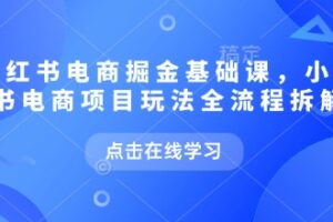 小红书电商掘金课，小红书电商项目玩法全流程拆解(更新5月)