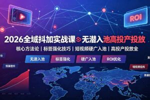 2026全域抖加实战课：无潜入池核心方法论｜标签强化技巧｜短视频硬广入池｜高投产投放全教程