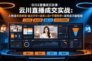 云川直播成交实战:人性话术系统课-痛点种草×塑品开价×逼单人设×平播憋单×点对点万能框架