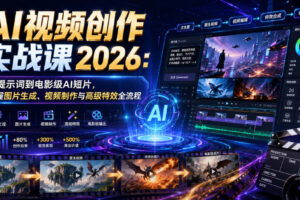 AI视频创作实战课2026:从提示词到电影级AI短片,掌握图片生成、视频制作与高级特效全流程